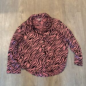 Victoria's Secret Pink and Black Zebra Print PJ satin  Top sz med like new